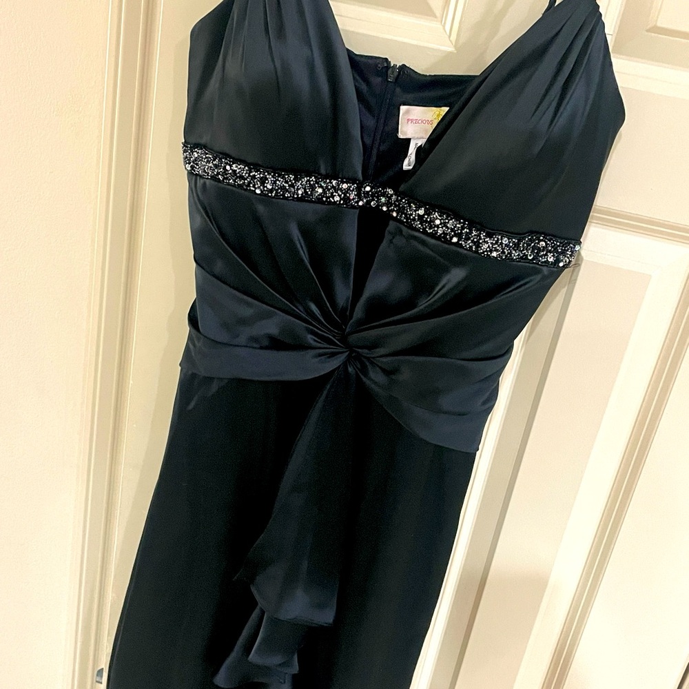 Black Silk Formal Gown Dress Size 10, Plunge - Ball, Gala, Prom